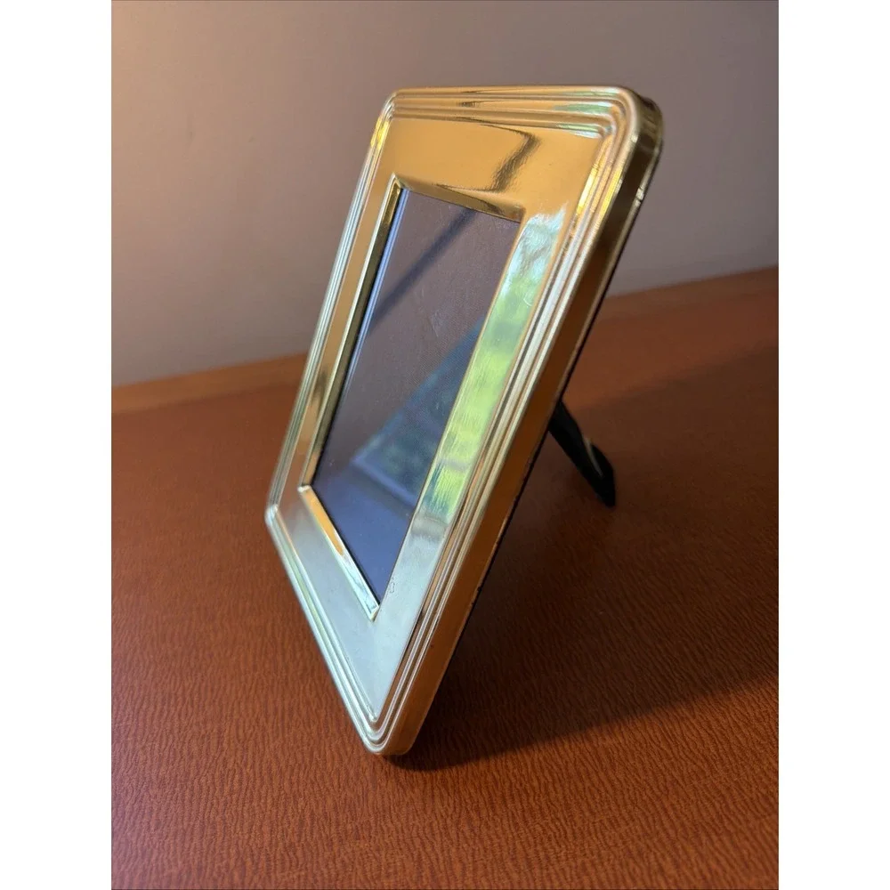 Vtg MCM Gold Picture Frame Free Standing Holds 3